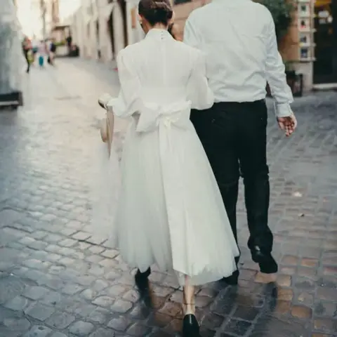 Vintage High Collar Short Wedding Dresses Robe De Mariée Bride To Be Bride Gown Vestido De Novia свадебное платье