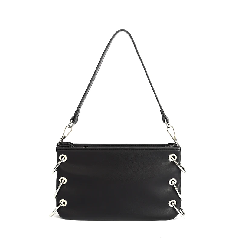 

Fashion Subaxillary Bags Designer Zipper Small Bags Solid Color Trendy Purse Handbag Metal Ring Shoulder Handbags for Women 2021