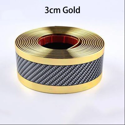 3cm Gold Защитная накладка для двери автомобиля, защитная накладка для бампера, автомобильная наклейка из углеродного волокна, пленка для защиты от столкновений, защита для порога, Стайлинг автомобиля - Цвет: 3cm Gold