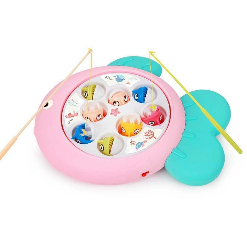 Голубая электрическая игрушка удочка вращающийся магнитный диск музыка Детский