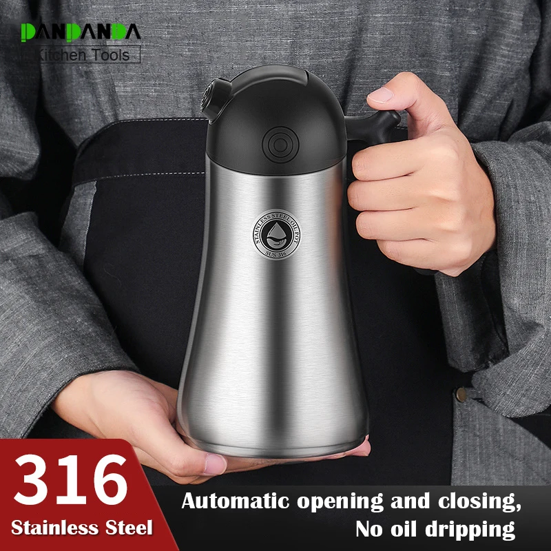 

PANPANDA 316 нержавеющая сталь автоматическое открытие/закрытие масла банка кухня Пылезащитная герметичная 750/1000 мл бутылка соуса уксуса