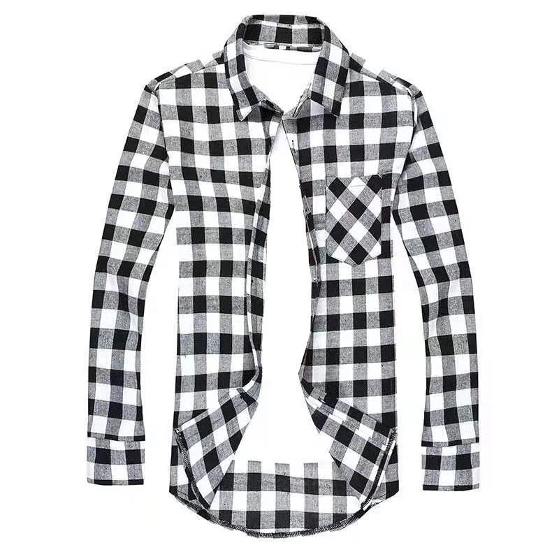 Рубашка мужская в красно черную клетку длинная модная классическая рубашка лето