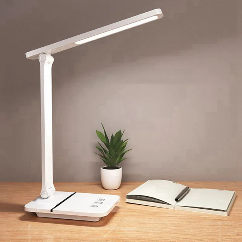 

Recharageable USB Touch Dimming Desk Lamp Eye Protection Working Reading White Led Table Lamp Mobile Phone Stand Light For Study