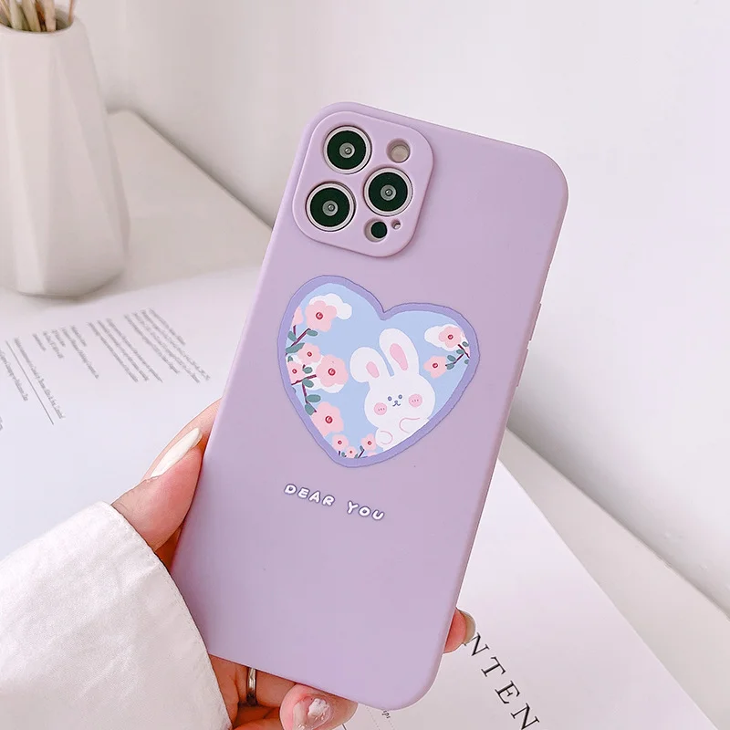 

phone case mobile shell for iphone11 XR XS 7/8/SE 11pro Xs 7p/8plus X/Xs 12 12pro/max 12mini ins love 2021cute cartoon purple