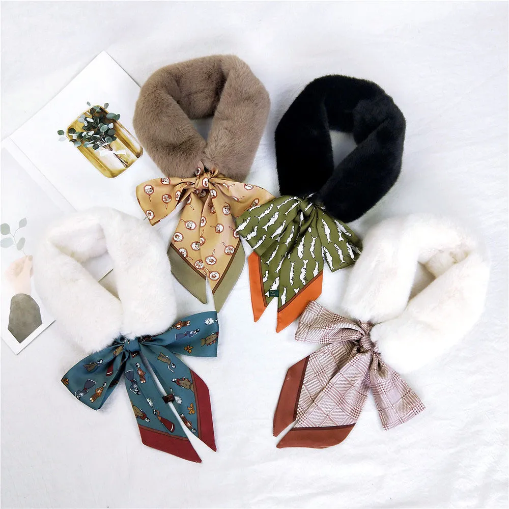 Новый женский зимний шарф из искусственного меха в стиле пэчворк Корейском лидер