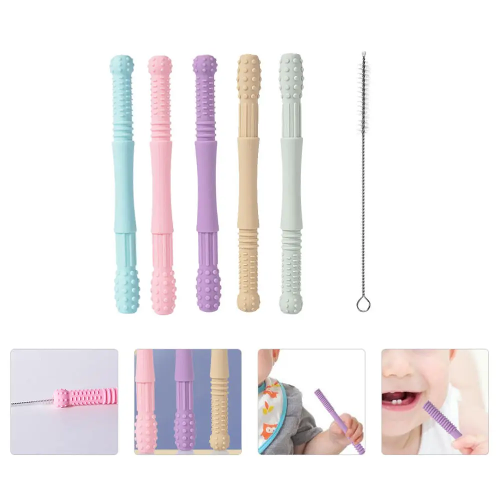 

1 Set Silicone Hollow Teether Teething Chewing with Brush for Baby