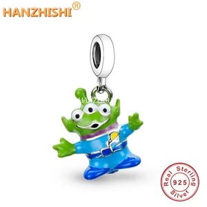 2021 Real 925 Sterling Silver Cute Lovely Cartoon Frog Dangle Charms Enamel Beads Fit Original Brand Bracelet Necklace Jewelry