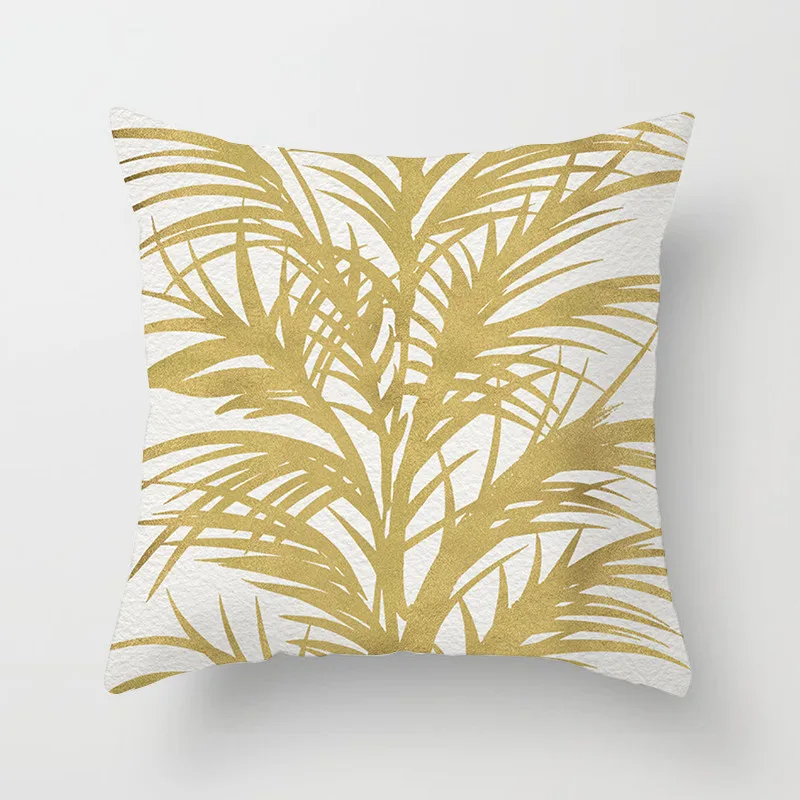 Чехол для подушки с изображением золотых веток и листьев | Дом сад