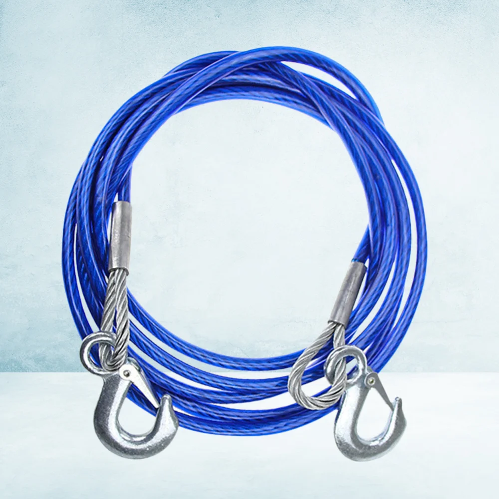 

1PC 4M Car Hauling Cable Sturdy Car Trailer Rope 7 Tons Car Special Winch Rope with Hooks Thicken Car Trailer RopeBlue