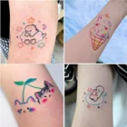 4 листа милых наклеек с татуировками для девочек, водостойкие, долговечные, с маленьким узором, Мультяшные наклейки