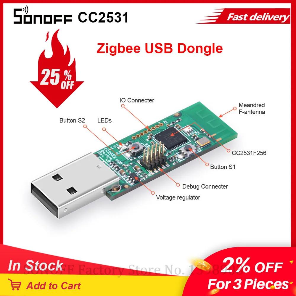 USB Модуль Itead SONOFF Zigbee CC2531 анализатор неизолированного модуля Packet Protocol модуль