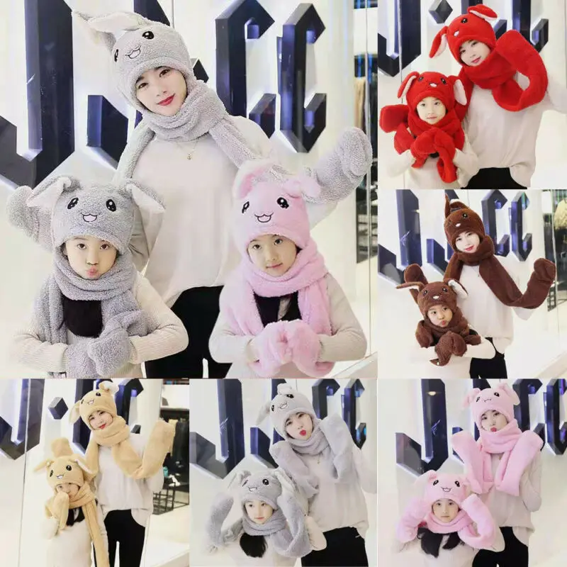 Забавная плюшевая шапка с движущимися ушами подушкой безопасности отрезаным