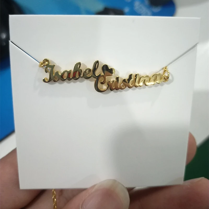 Персонализированные шахматные двойное имя ожерелье из нержавеющей стали с двумя