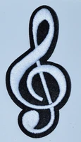 1x g clef treble musical note music scale classical black white applique iron on patch %e2%89%88 4 8 10 cm