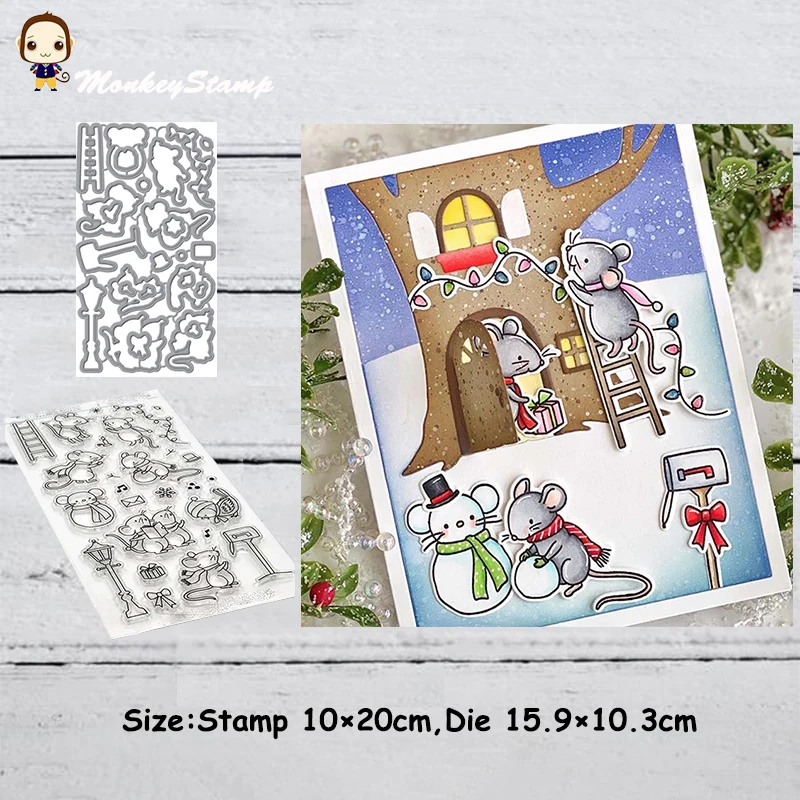 Обезьяна Рождество мышь вечерние металлические штампы и трафарет для сделай сам