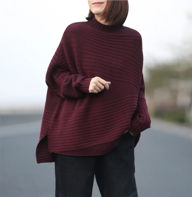 Женский свитер Осень-зима большой размер вязаные неровные топы новинка 2019