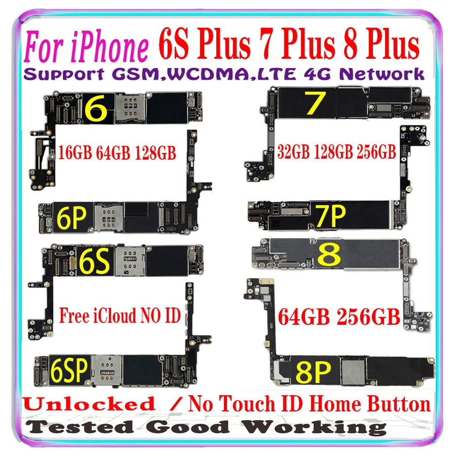 Материнская плата для iPhone 6 6Plus 6S Plus 7 100% оригинал разблокированная | Мобильные