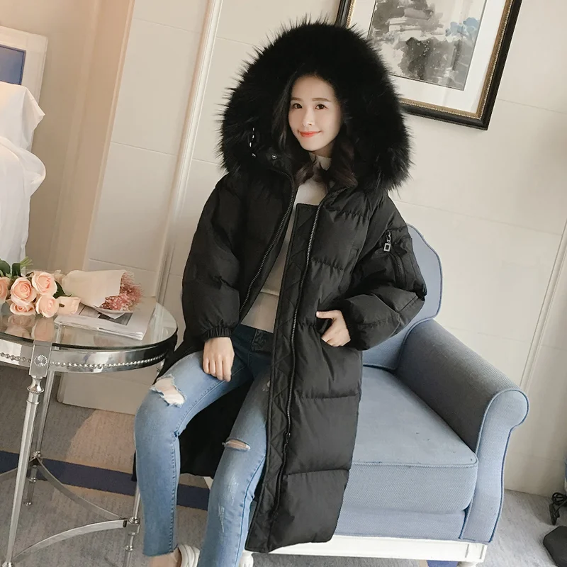 Женские зимние куртки длинное теплое пальто одноцветная Женская куртка с