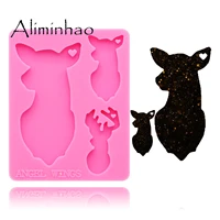 dy0146 shiny deer dadbaby silicone molds for diy key ring epoxy resin mold deer family craft custom keychain