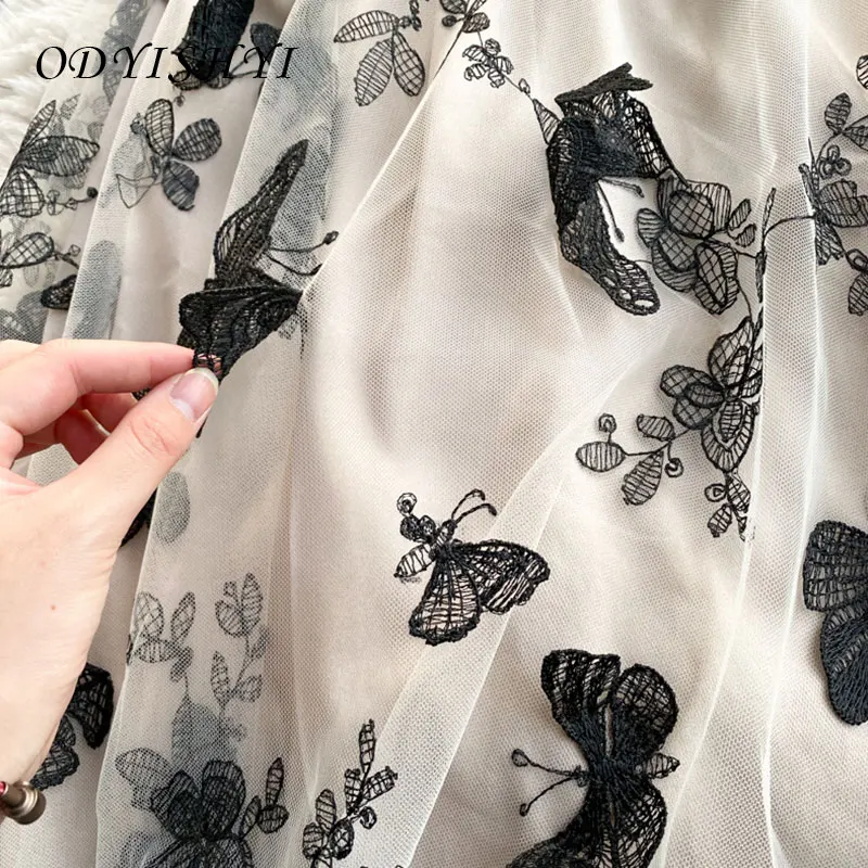 

Women's Maxi Dress Embroidered Butterfly Lace V-Neck Short Sleeve Dress Sexy Lady Party Dress 2021 Spring Holiday Costumes VT38