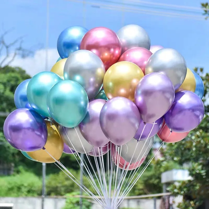 

50pcs 10inch Glossy Metal Pearl Latex Balloons Thick Chrome Metallic Colors Helium Air Balls Globos Birthday Party Decoration