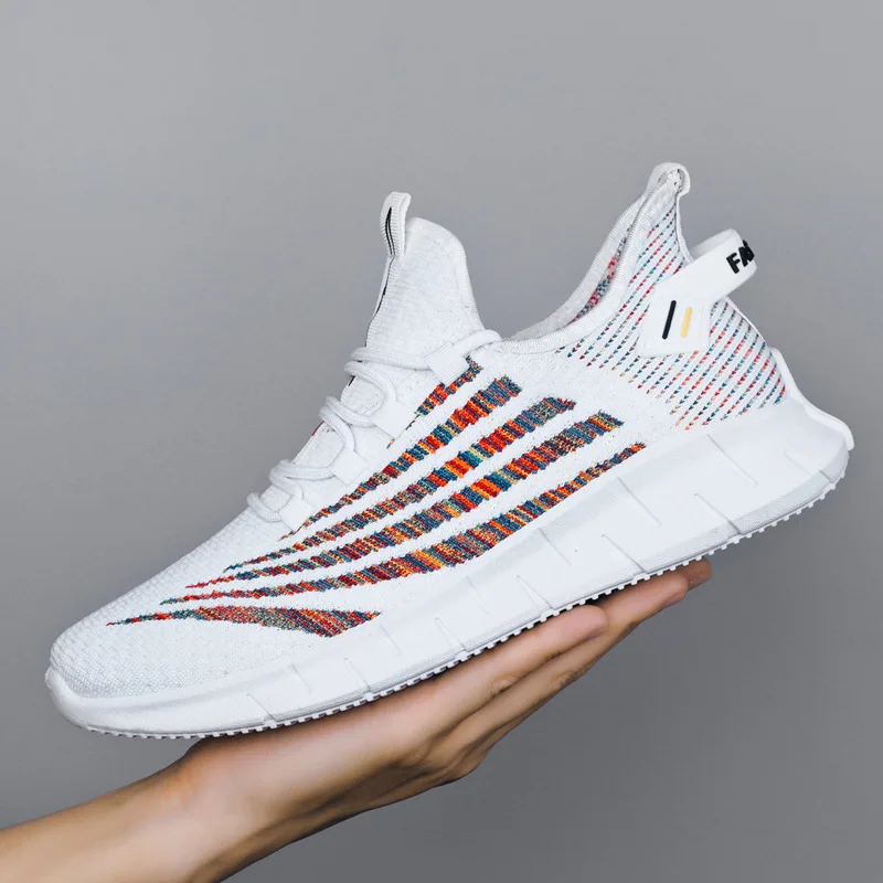 

2021 Spring New Men's Sneakers Fashion Casual Shoes Flying Woven Breathable and Lightweight Unisex Couples Low Cut Running Shoes
