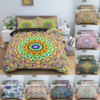 mandala duvet cover 220x240 soft quilt cover pillowcase double queen king bed comforter cover 3d plaid printed 3pcs bedding set