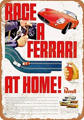 

SRongmao 12 x 8 Tin Metal Sign Vintage Look 1965 Ferrari Slot Car Racing