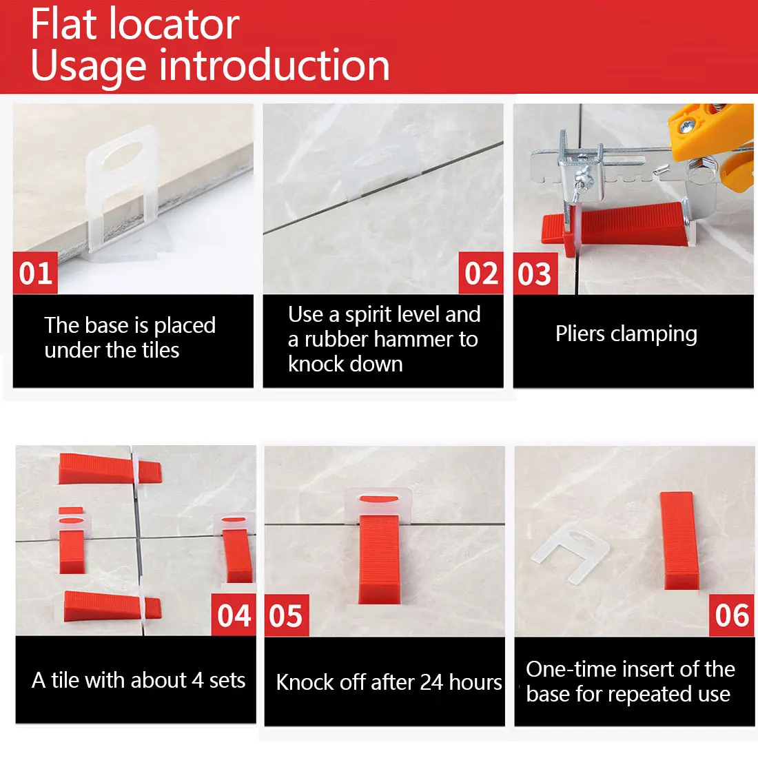 

Tiling Tools Tile Leveling System 1mm/1.5mm/2mm/3mm 200pcs clips+100pcs Wedges +1pcs Plier Plastic Tile Spacers