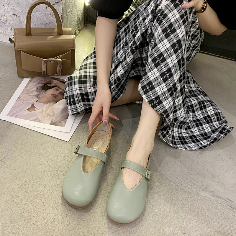 

Elegant Shoes Woman Flats Shallow Mouth Round Toe All-Match Modis Casual Female Sneakers Dress New Comfortable Summer 2021