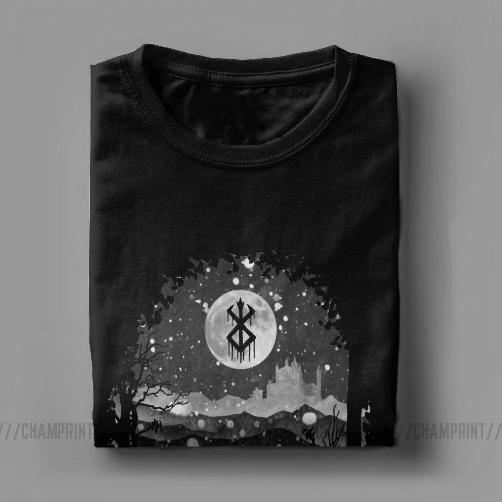 Мужская футболка с круглым вырезом Moon And Berserk хлопковая короткими рукавами ретро