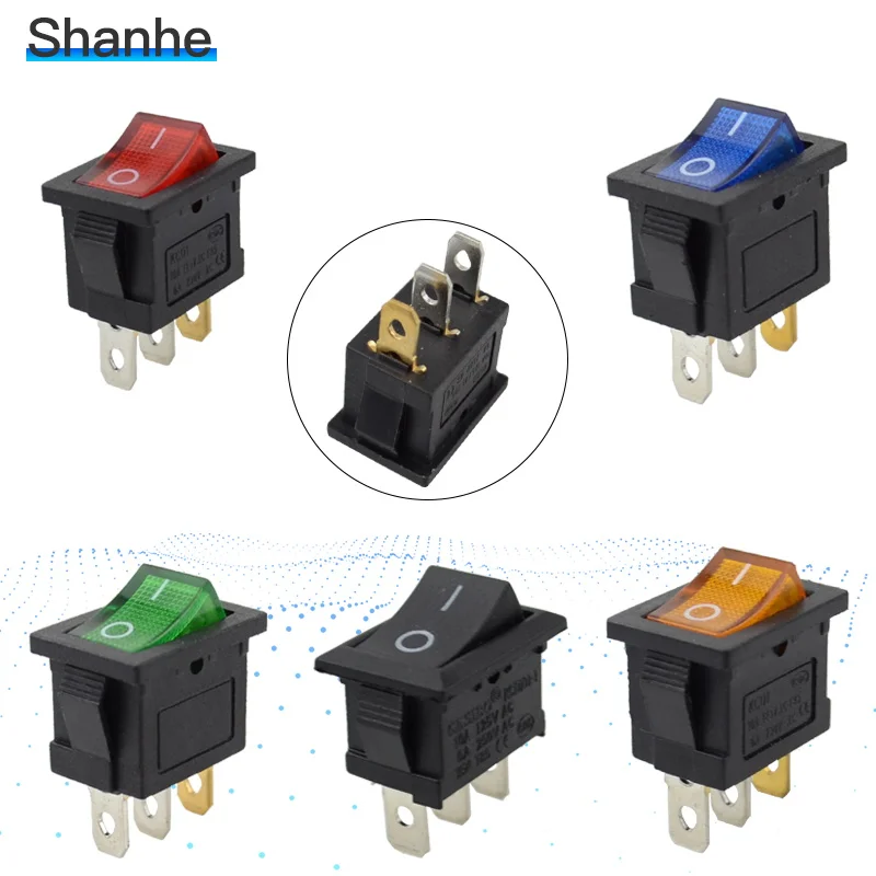 5 шт. Mini 3 Pin приборной панели вкл/выкл Водонепроницаемый перекидной переключатель с подсветкой Spst с светильник - Цвет: Mixed Colors