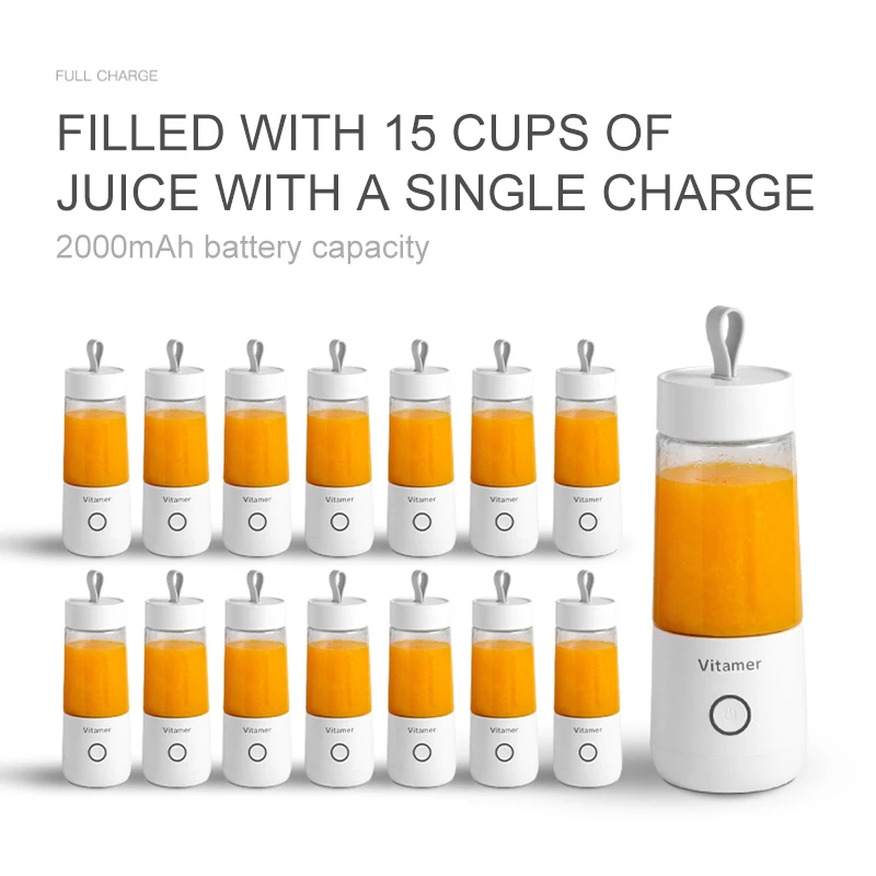 350ml Mini Portable Electric Juicer Multipurpose Wireless USB Rechargable Juice Cup Cut Mixer For Travel | Дом и сад