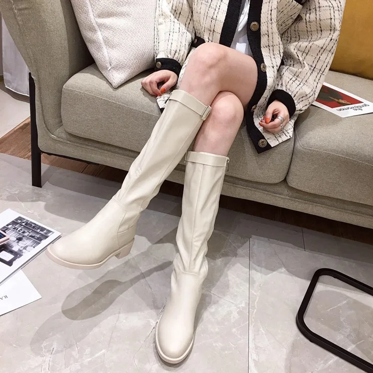 

Timalina Women Boot Winter Square Heel Round Toe Boots Knight Woman Boots Women's Fashion Zipper Platform Casual Spring/autumn
