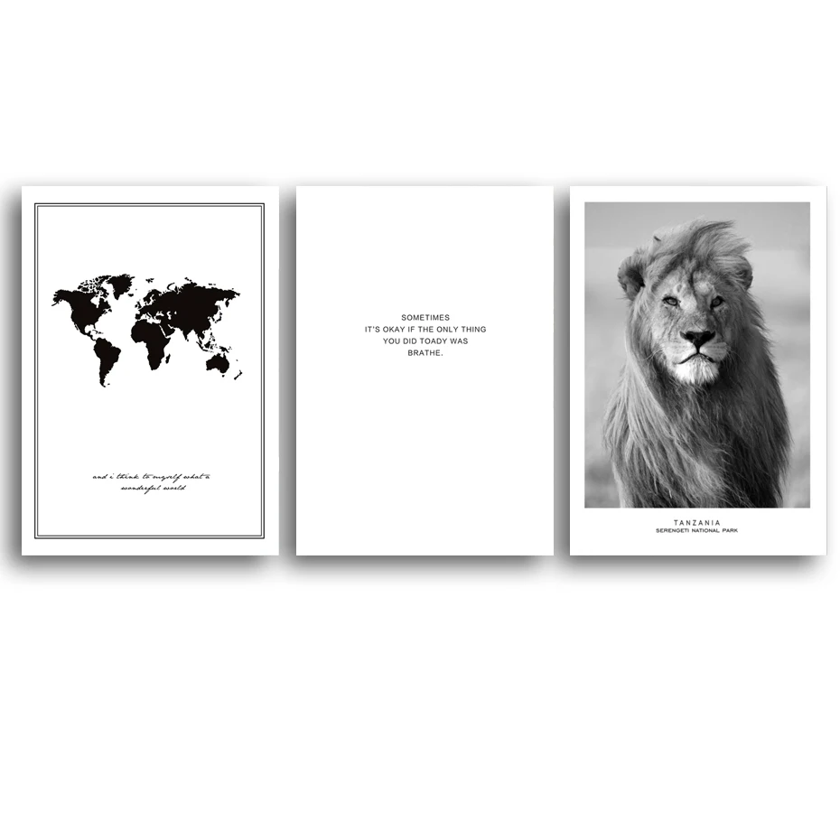 

Nordic Modern Style Black And White Lion Canvas Painting Animal Posters And Prints Wall Art Pictures For Living Room Decor