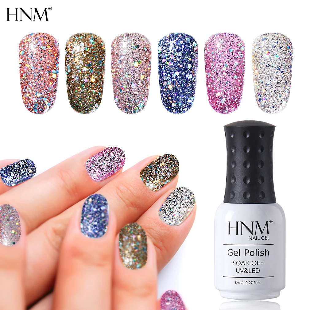 HNM 8 мл Алмазный Блеск УФ-гель для ногтей впитываемые блестки светодиодный ная