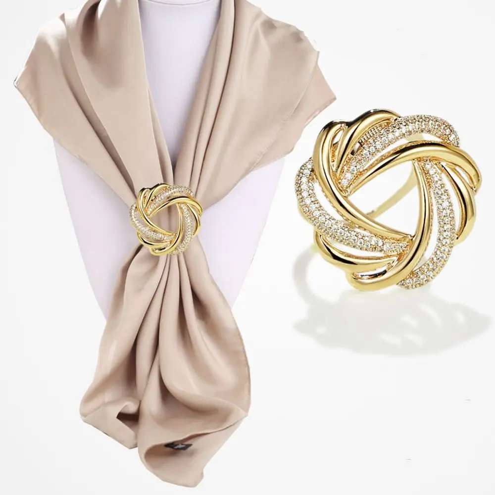 Trendy Vintage Rhinestone Flower Pearl Crystal Scarf Ring Korean Style Brooch Pins Shawl Clip Women Buckle | Украшения и