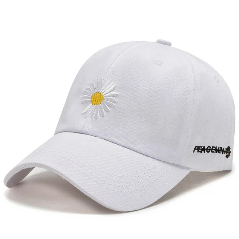 

2020 New Women Men Baseball Cap Female Daisies Outdoor Adjustable White Red Black Embroidered Women's Hats Summer