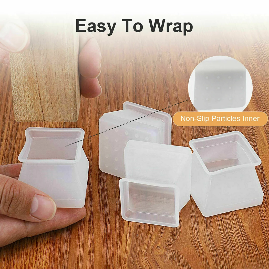 

32Pcs Silicone Chair Furniture Leg Cap Floor Protector Anti-Slip Table Feet Protective Foot Pad Cover BPA Free 3.7*3.7*3cm