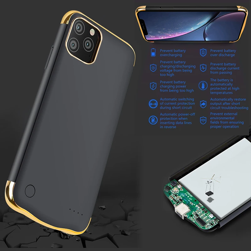 Для iPhone зарядное устройство чехол 5500 мАч 6000 Powerbank для 11 11pro Max телефона внешний