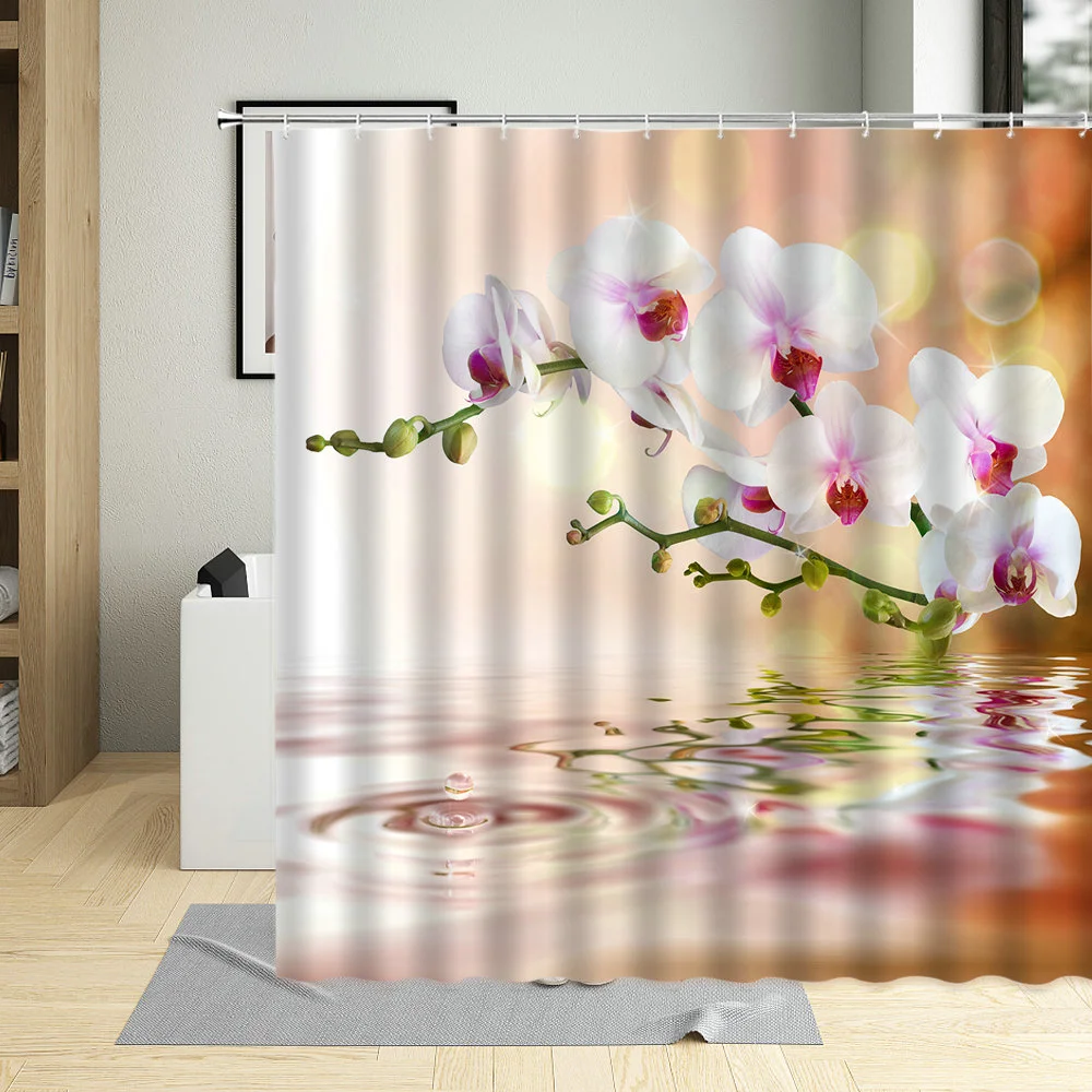 Цветок Белой Орхидеи занавеска для душа фаленопсис Цвет Красивые цветочные