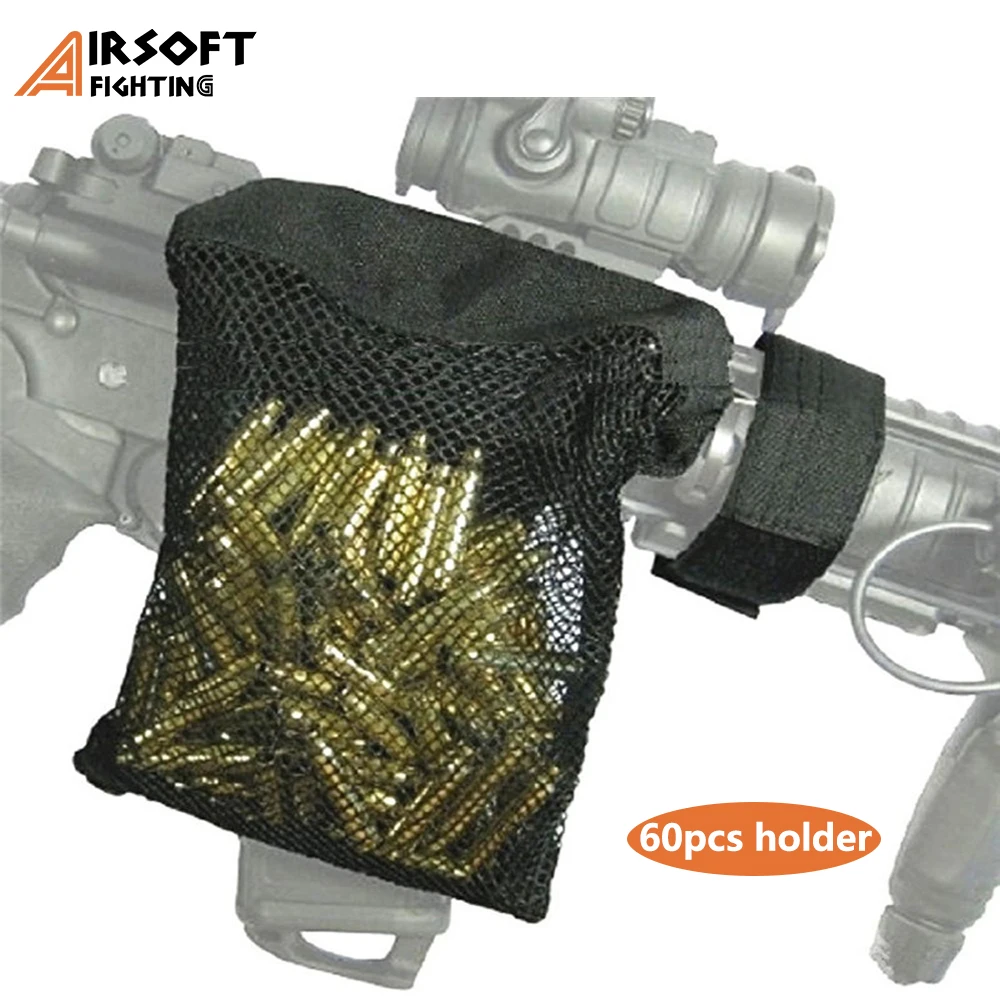 

Tactical Rifle Brass Shell Catcher Quick Release Ammo Bag Mesh Trap 60pcs Bullet Holder Bag Shooting Hunting Gun Shell Pouch