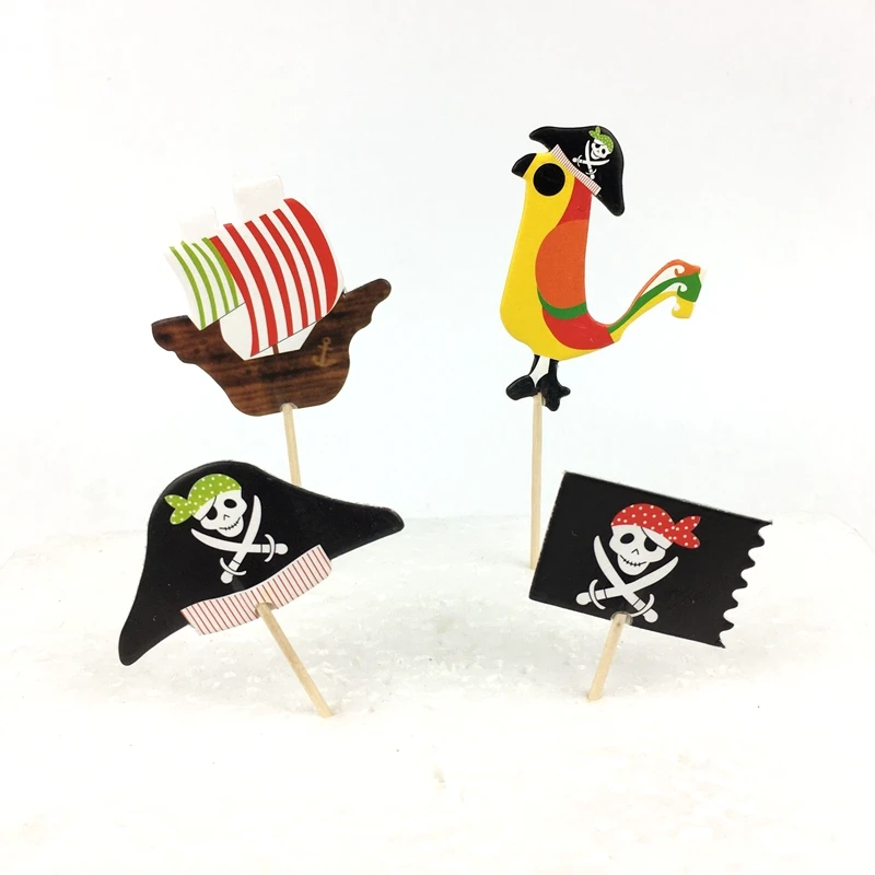 24 шт./лот пиратские Мультяшные бумажные обертки для капкейков топперы детской