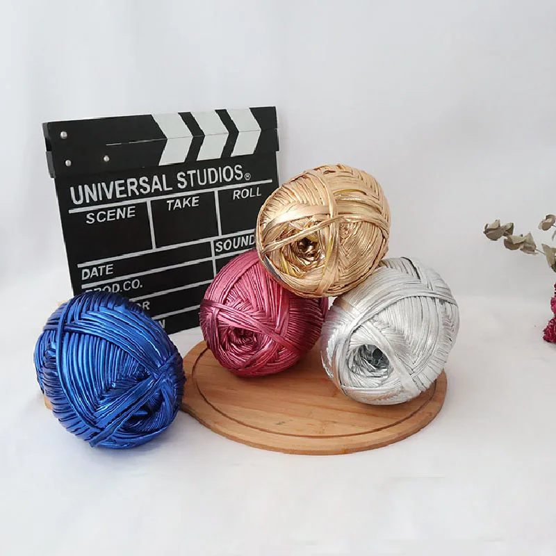 Металлическая футболка пряжа для вязания крючком рукоделие плетение необычная