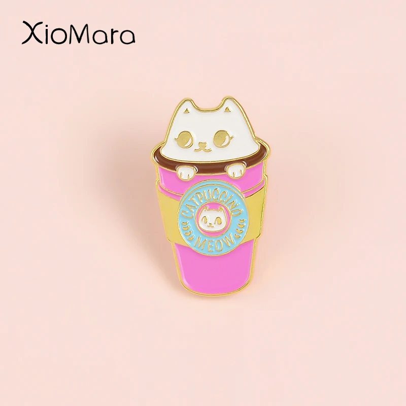 Эмалированная булавка в виде кота на вынос для кофейной чашки сувенир стиле