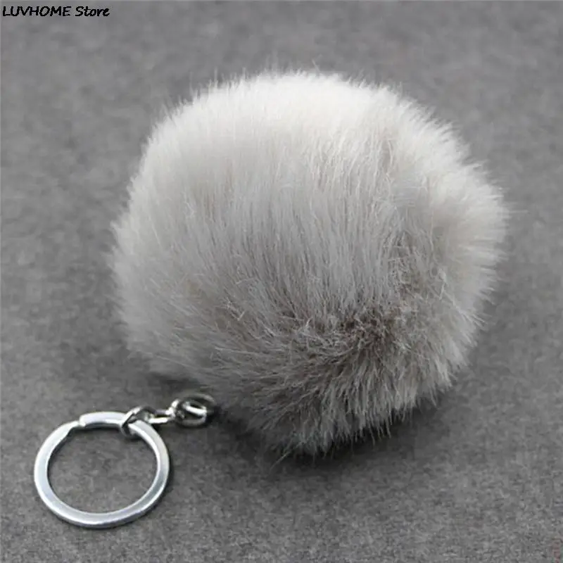 1 шт. серебряная металлическая цепочка для ключей из искусственного кроличьего