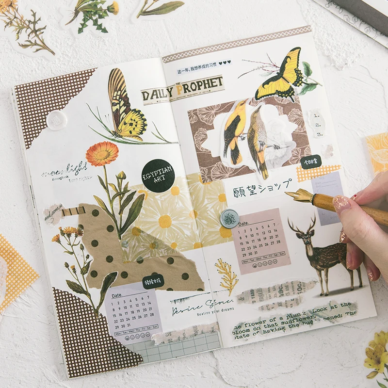 Лесные растения Bullet Journal записываемые декоративные наклейки из бумаги васи мешок