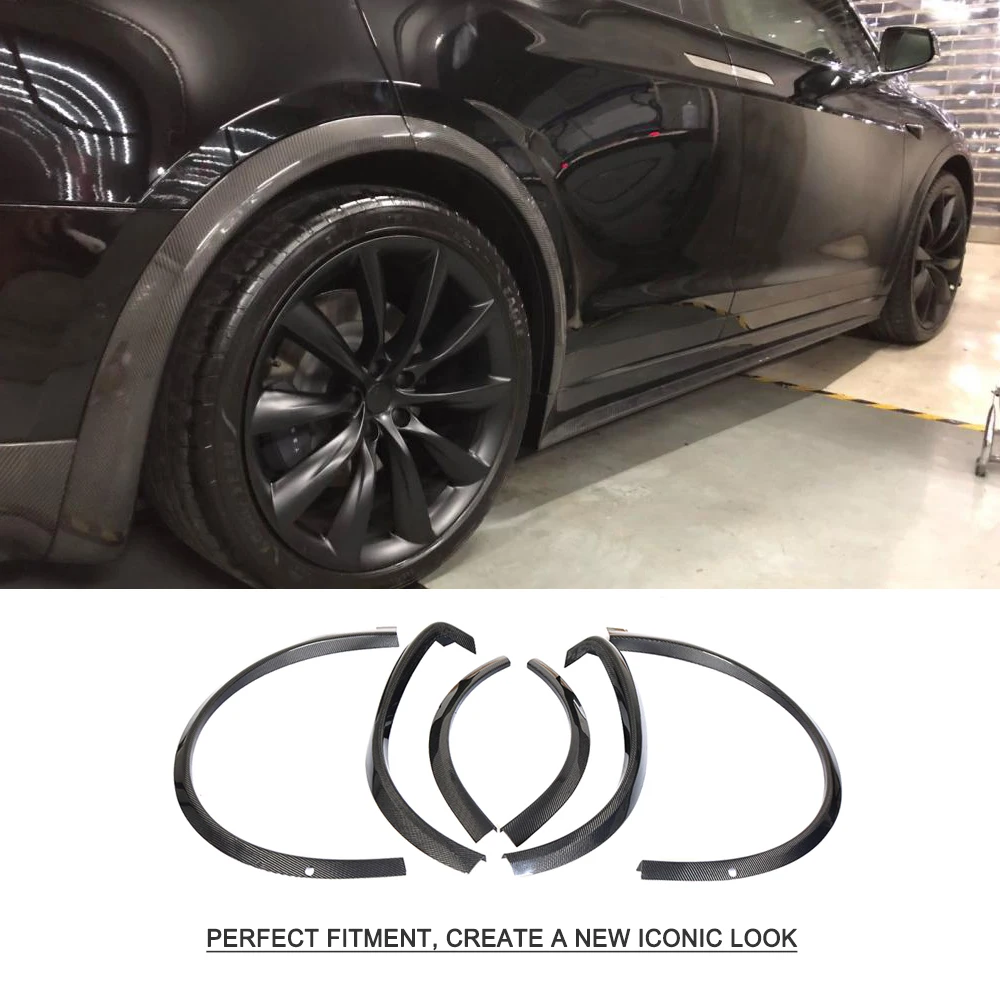 For Tesla Model X 2016 - 2018 Carbon Fiber Arch Trims Wheel Eyebrow Fender Flare Car Styling Mud Splash Guards | Автомобили и