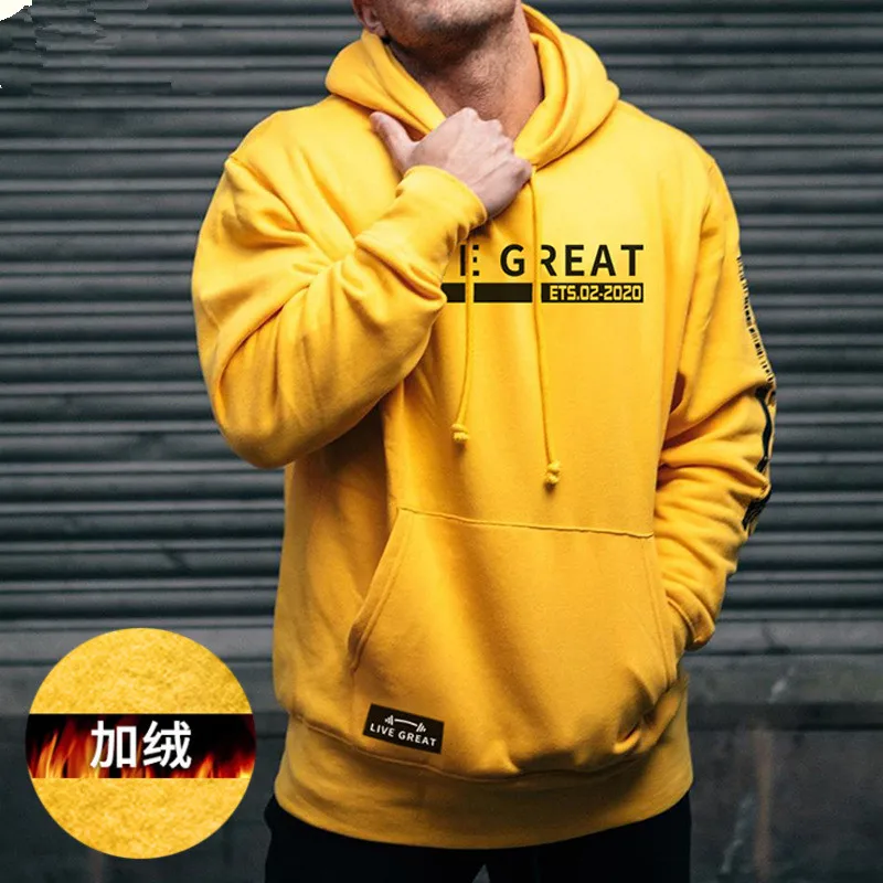 

Mens Thicken Oversized Hoodies Running Sports Pullover 2020 Autumn New Hooded Sweatshirt For Men Solid Color Hoodie Bluza