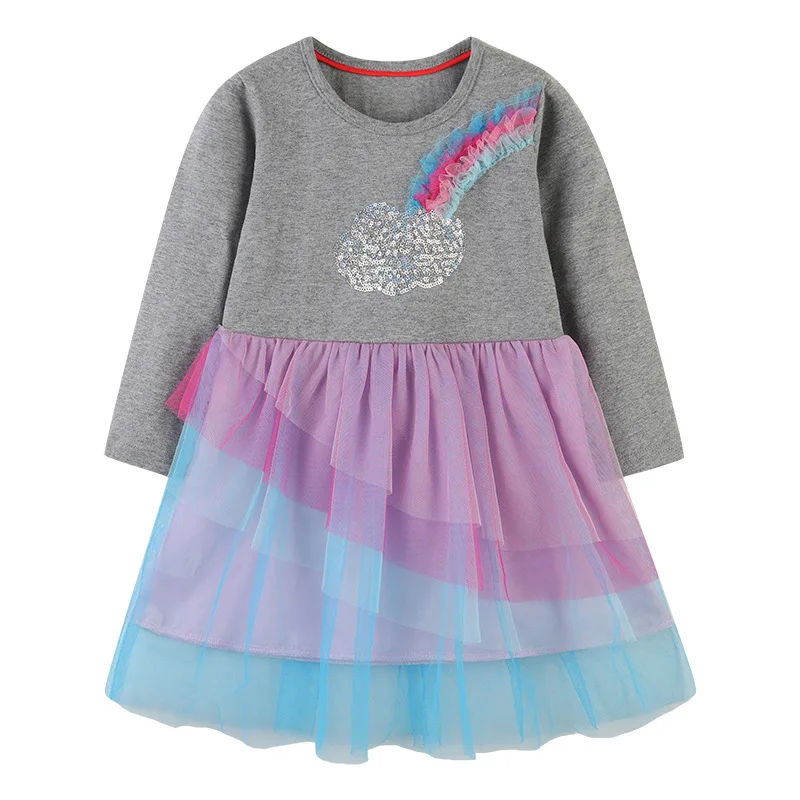 

2021 fashion and casual fall new product Baby gauze skirt, European and American style girls long sleeve dress lace